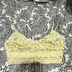 Aeropostale Yellow Floral Lace Camisole